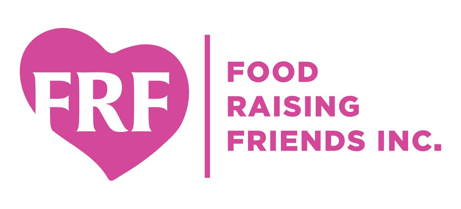 Food Raising Friends Inc. logo – pink heart with 'FRF' initials, vertical divider and bold pink text